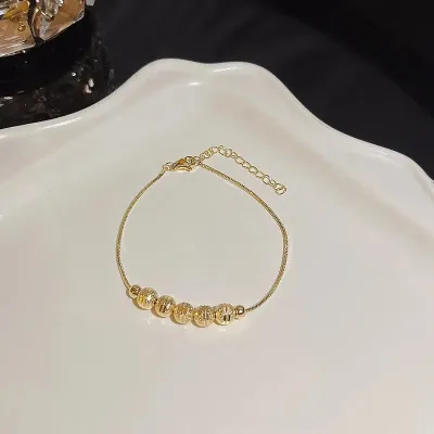Shiny Golden Ball Decor Adjustable Bracelet